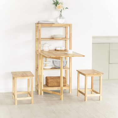 Розкладний обідній стіл SoBuy FWT70-N з полицею, обідній стіл з каучукового дерева, розкладний кухонний стіл, письмовий стіл, дерев&39яний стіл для кухні, їдальні, приблизні розміри 98 x 126 x 60 см (Ш x В x Г)