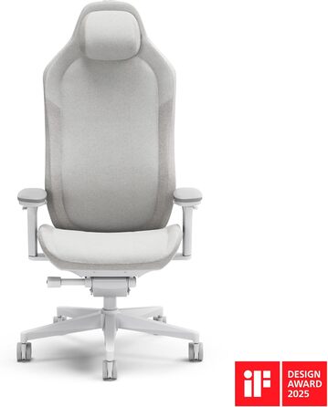 Геймерське крісло Fractal Design Refine Fabric Light - iF Design Award 2025 - Ергономічне офісне крісло з 4D-регульованими підлокітниками, високою спинкою, поперековою подушкою та преміальною тканиною Light Fabric