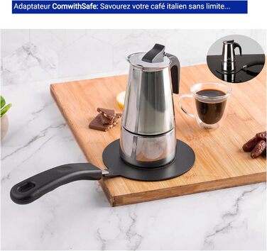 Індукційний адаптер 14 см знімна ручка, ізоляційна не змінює колір після використання теплорозподільник з чорним покриттям для високих температур, пластинчасте реле індукційне/газове 14 см