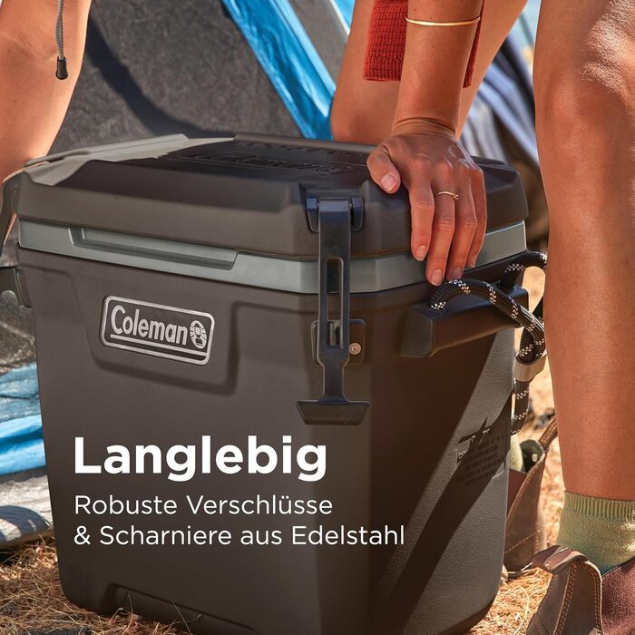 Потужний холодильник Coleman Convoy Місткість 27-22 л Зберігає лід до 5 днів Повна піноізоляція Великий портативний холодильник для використання на відкритому повітрі та будівельних майданчиках 28 кварт