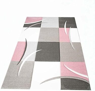 Дизайнерський килим CARPETIA в клітинку пастельно-рожевий кремово-коричневий розмір 200 x 290 см