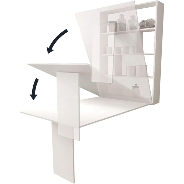 Настінний стіл Mirjan24 Albi, настінний розкладний стіл з 2 полицями, V-подібний стіл, обідній стіл, ідеально підходить для їдальні, кухні, розкладний стіл, барний стіл (Кашемір)