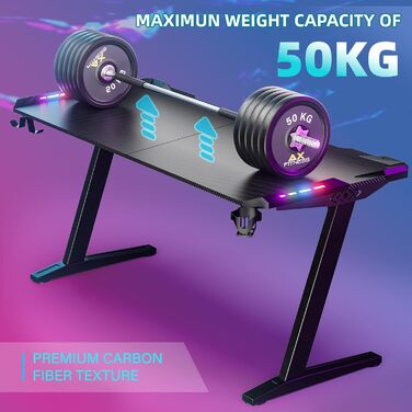 Ігровий стіл Storeo Imp, 160 x 70 x 80 см, МДФ / сталь / вуглецеве волокно, чорний