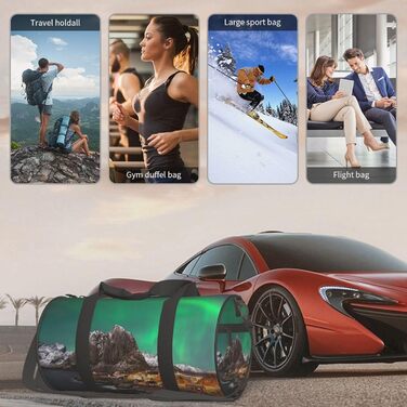 Спортивна сумка, дорожня сумка, з ефектним принтом Аврора, сумка для подорожей та на ніч, чорна, універсальний розмір