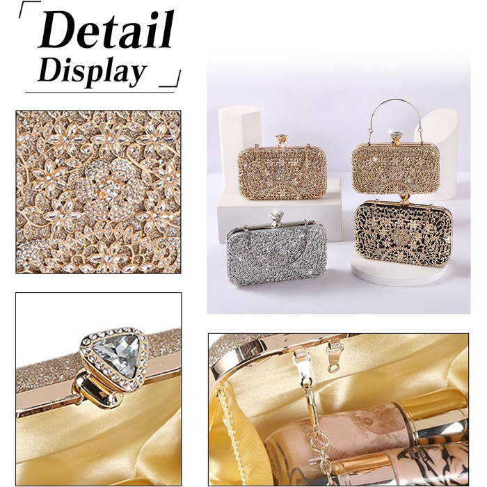 Сріблясте клатч-вечірнє відділення для жінок, інкрустоване стразами та кристалами, елегантна сумочка на ланцюжку для дня народження, коктейльної вечірки, танців, вечірнього заходу