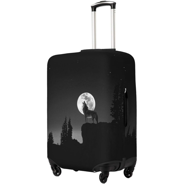 Чохол для валізи Вовчий Нічний Місяць, міцний захист для багажу, підходить для валіз розміром 45.7 - 81.3 см, малий, Чорний