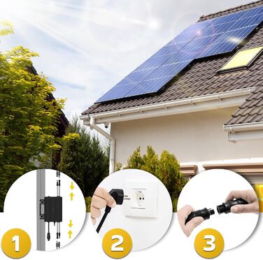 Двофазна балконна електростанція SUNNIVA 920 Вт, повністю чорна, з розеткою, інвертор ASTRO-E 800 Вт, фотоелектрична сонячна система, 2 сонячні модулі зі скла по 460 Вт, вкл. кабель 5 м, Bluetooth WIFI, повний комплект