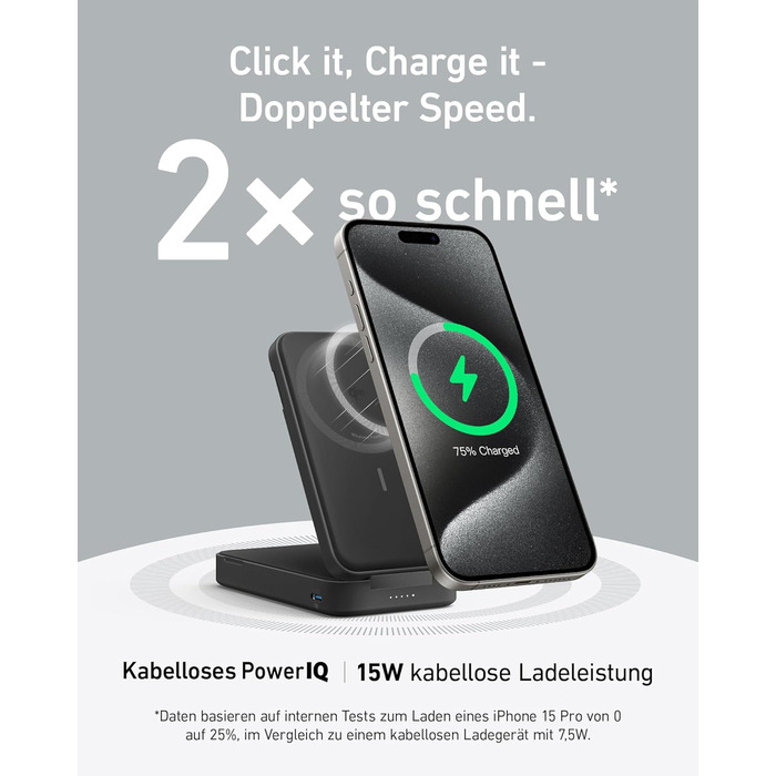 Швидкий мобільний зовнішній акумулятор 15 Вт, сертифікований MagSafe Qi2, на 6600 мАг, регульована складна підставка, для iPhone 1