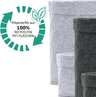 Кошик преміум-класу з фетру MIQIO Design Набір із 3 кошиків для зберігання Сертифіковано Oeko-Tex Складаний органайзер Кубоподібна коробка для кухні, вітальні, коридору або ванної кімнати Темно-сірий