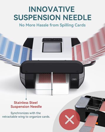 Автоматичний змішувач карт KPAW з двома режимами, акумуляторний електричний змішувач для 1-2 колод карт, тихий змішувач для покеру (Білий X1)