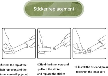 Ролик для видалення волосся, що розривається, зелений ролик для видалення волосся, портативний валик для ворсу, включаючи 30 аркушів для одягу, меблів