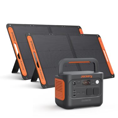 Зарядна станція Jackery Powerstation 1000 v2 з 2 сонячними панелями по 100 Вт, сонячним генератором LiFePO4 потужністю 1070 Втгод, виходом AC 1500 Вт/USB-C 100 Вт, швидкою зарядкою за 1 годину для кемпінгу, кемперів, надзвичайних ситуацій E1000 v22x100 Вт