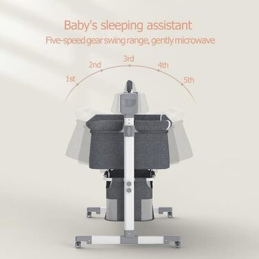 Дитяче ліжечко-ліжечко, дитяча колиска з колесами, дихаюча сітчаста тканина, безпечна та стійка конструкція, дитяче ліжко з 5 режимами гойдання (БЕЖЕВИЙ)