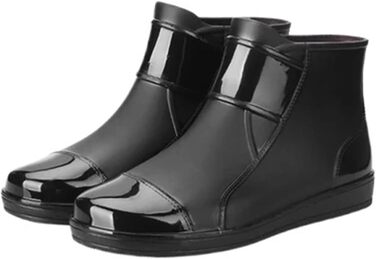 Чоловіче гумове взуття, чоловічі гумові чоботи, коротке гумове робоче взуття для вулиці, водонепроникне, бавовняне, тепле, чорне, розмір EU 41