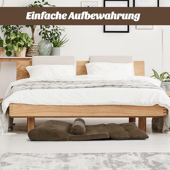 Розкладний диван-ліжко COSTWAY, розкладний, регульоване крісло з 6 положеннями, сидіння з 2 подушками, подушка на сидіння зі спинкою, м&39який розкладний диван-ліжко для спальні-вітальні (коричневий)