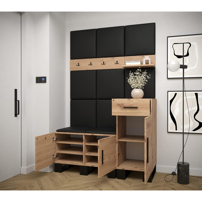 Вішалка для одягу MEBLE KRYSPOL Artin Set 5 з м'якими панелями Індустріальний дизайн (дуб Artisan Маніла 02 (крем))