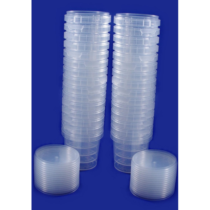 Універсальна пластикова банка Superfos 20 або 40 шт. з кришкою, промисловий стандарт, кругла Ø 69 мм, місткість 155 мл (40 банок)
