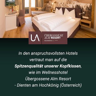 Пухова подушка ZOLLNER Deluxe зі 100 пуху - Виготовлено в Німеччині - підходить для алергіків - чохол з високоякісної бавовни Mako - можна прати при температурі до 60C - 40x40 см - готельна якість, комплект з , 40 x 40 см