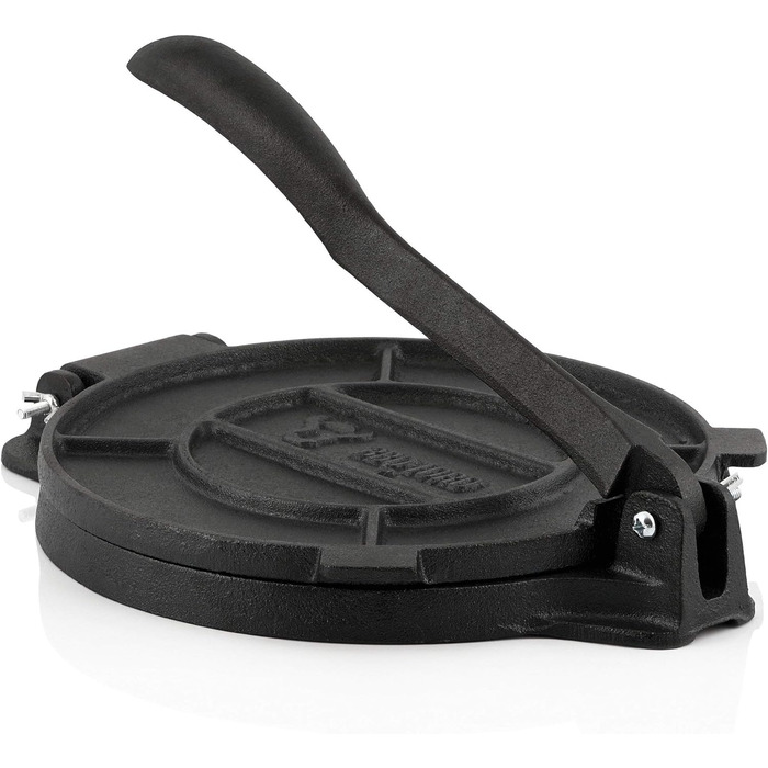 Чавунний прес для тортильї барбекю-Toro Ø 20 см для домашніх коржів Прес для тортильї, прес для кукурудзяної крупи, прес для тіста Друкарський верстат для кемпінгу та дому Ливарний прес, формувальний прес, прес для випічки