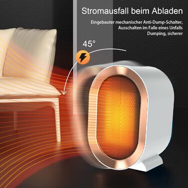 Енергозберігаючий тихий керамічний вентилятор-обігрівач потужністю 1200 Вт для кімнат, ванних кімнат та віталень із захистом від перегріву та перекидання