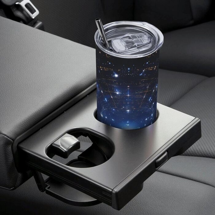 Кухоль з прямою трубочкою, дизайн із зоряним небом, дорожній кухоль, підходить для кемпінгу, офісу та дому, 590 мл