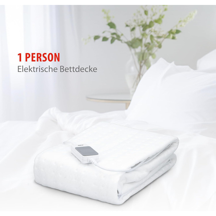 Ковдра з підігрівом Alpina - 80 x 150 см - Підковдра з підігрівом 60 Вт - Ковдра з підігрівом та 3 режимами нагріву - Можна прати в пральній машині на циклі для вовни - Клас захисту II - Поліестер - Білий