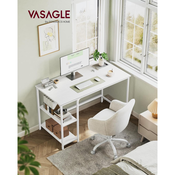 Комп'ютерний стіл VASAGLE, офісний стіл у сучасному стилі, 120 x 60 x 76 см, колір білий клен