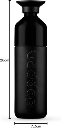 Термос Dopper Insulated 580 мл, яскраво-чорний - Двостінний, герметичний, зберігає напої холодними 24 години/гарячими 9 годин - Пляшка для пиття з нержавіючої сталі - Термокружка - Кружка для кави - Вода, чай 580 мл, чорний