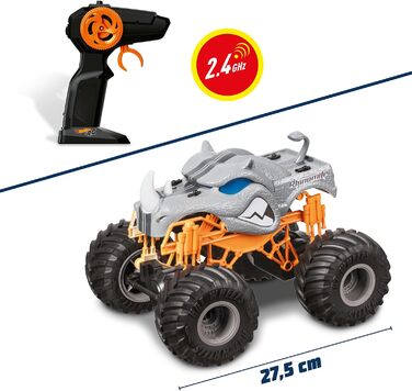 Позашляховик-монстр на радіокеруванні Mondo Motors 63684 зі світловими та звуковими ефектами, 20x28x23 см, пульт дистанційного керування, іграшка для дітей від 3 до 8 років, дизайн Hot Wheels