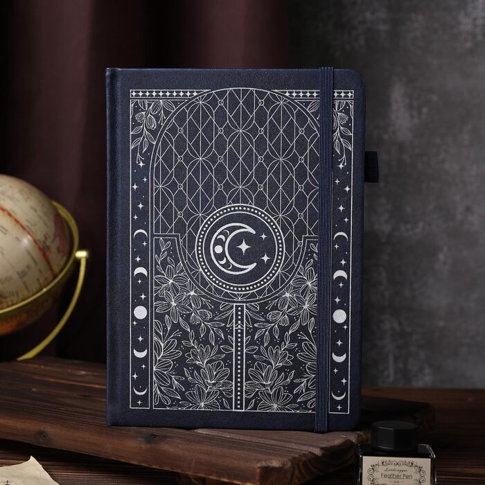 Блокнот Bullet Dotted Journal, щільний нумерований папір 160 г/м, тверда обкладинка A5 з пунктирною сіткою для жінок та чоловіків, для роботи, письма, bullet journaling, малювання, синьо-сріблястий 256