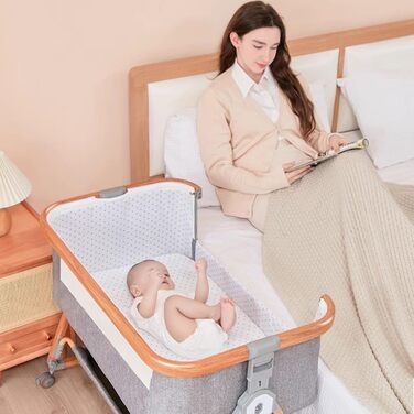 Дитяче ліжечко, безпечний сон, матрац з кокосового волокна, пеленальний столик, легко збирається та складається, портативне ліжечко для новонароджених (Woody)