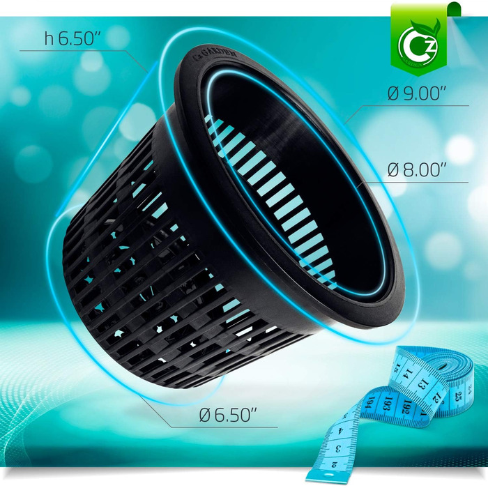 Круглі міцні сітчасті горщики CZ All Star з широкими краями Орхідеї Аквапоніка Гідропоніка Прорізна сітка 8 дюймів Садові сітчасті горщики CZ All Star - 5 чорних