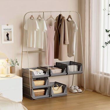 Комплект органайзерів для гардеробу з 4 предметів, компактний органайзер для гардеробу, багатофункціональний складний ящик із шухлядами, для спальні, кухні, ванної кімнати, офісу, гардеробу (темно-сірий)