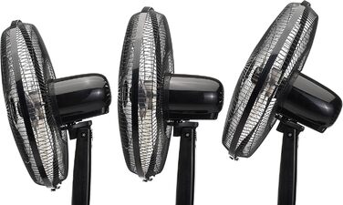 Коливальний подвійний 3-лопатевий вентилятор на п'єдесталі, цифровий, з пультом дистанційного керування, чорний 3-швидкісний чорни