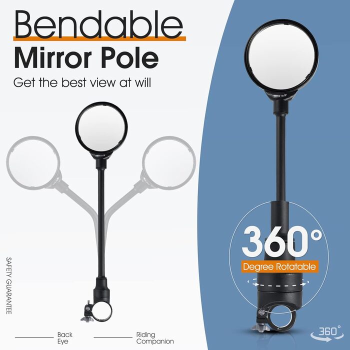 Велосипедне дзеркало WESTGIRL, регульоване та поворотне на 360, опукле HD ширококутне дзеркало заднього виду для керма, ударостійке безпечне велосипедне дзеркало універсальне для гірського велосипеда, шосейного велосипеда, електровелосипеда, A ()