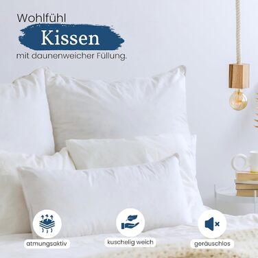 Високоякісна подушка Gentle North 80x80 см готельної якості - Пухнаста, добре наповнена подушка для сну, підходить для алергіків (сертифікована Oeko-Tex Standard 100) - Можна прати при 60C 80x80