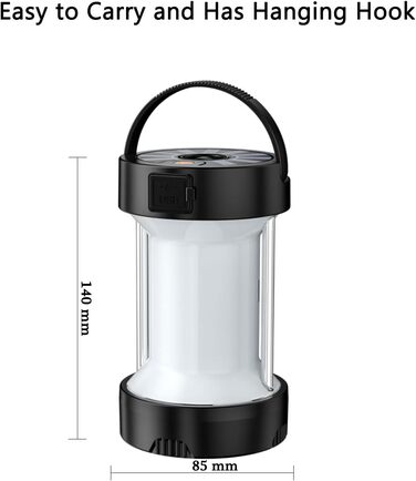 Світлодіодний ліхтар для кемпінгу, сонячний ліхтар для кемпінгу на відкритому повітрі, робочий ліхтар, що перезаряджається з USB, водонепроникне зовнішнє освітлення, портативний ліхтар, лампа для намету, аварійне освітлення, сонячні ліхтарі (чорний)