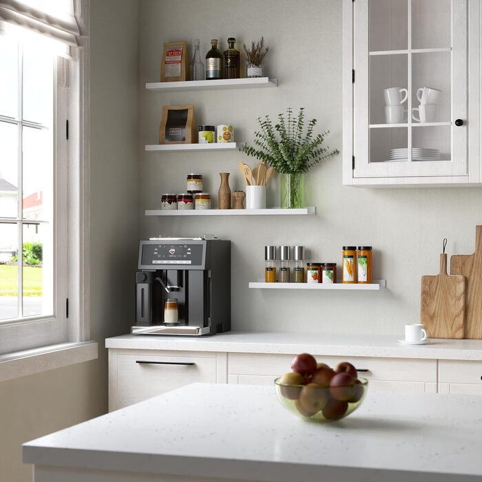 Настінна полиця RICHER HOUSE Біла, Комплект з 2 рейок для картин, Плаваюча полиця з дерева 40 см, Настінна полиця для фоторамок та декору, Вітальня, Дитяча кімната, Спальня, Кухня, Ванна кімната Настінна біла 40 см