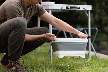 Висувна миска Cao 9 літрів для дорослих унісекс сіро-біла 30,5 x 30 см - В 20 см (розкрита) - В 7 см (складена)