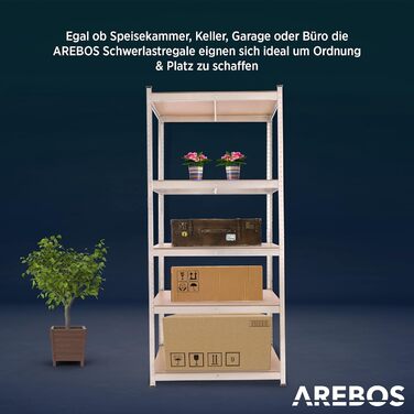 Міцний стелаж Arebos 200x90x45 см Вантажопідйомність 1000 кг 5 полиць з МДФ Легке складання за допомогою вставної системи, без потреби в гвинтах Стелаж, стелаж для зберігання, стелаж для підвалу, вставний стелаж, стелаж для майстерні Оцинкований