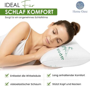 Бамбукова подушка 40x60 см Ергономічна подушка з дихаючим чохлом, в&39язкопружна піна, яку можна прати та гіпоалергенна