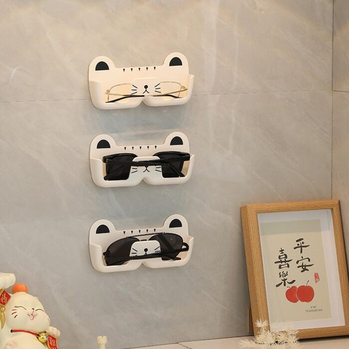 Настінний органайзер для сонцезахисних окулярів Supvox з міцного ABS-пластику, компактний тримач для окулярів з милим котячим мотивом, багатофункціональне сховище для окулярів для дому