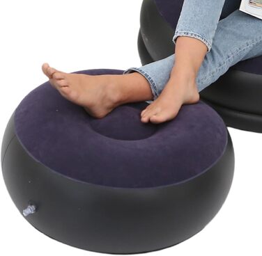 Надувне крісло, надувний шезлонг, надувне крісло, надувний лежак з пуфом для кемпінгу, ігор, обідніх перерв, садових вечірок, прийняття сонячних ванн (синій)