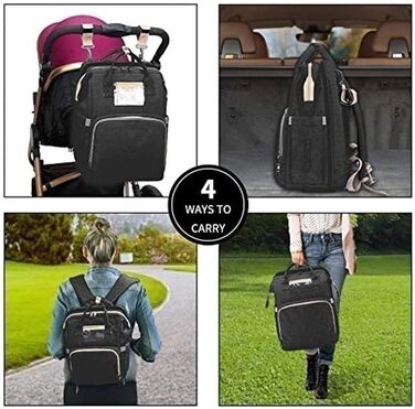 Портативний пеленальний мішок, багатофункціональний пеленальний рюкзак 4-в-1, дитячий дорожній рюкзак для дитячого ліжечка, складн