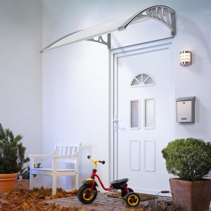 Вхідний навіс, дах, тент з полікарбонату, міцний, дах, захист від дощу та ультрафіолетового випромінювання, шатер (60 x 100 см (білий) 60*100 см (білий)