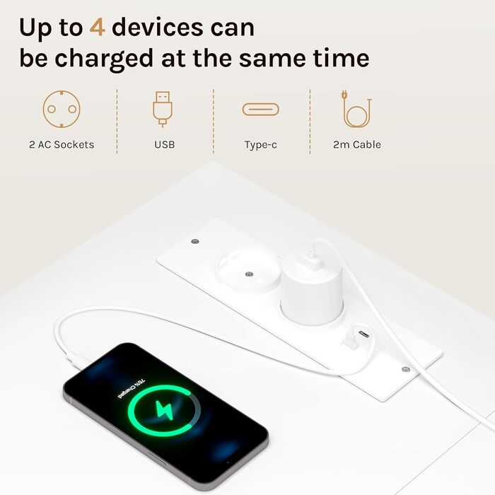 Комп&39ютерний стіл WOLTU кутовий білий з розетками USB-AC - 120x80x75 см змінна полиця та підключення живлення, металевий каркас