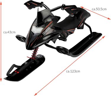 Санки Monzana кермові з гальмами, 75 кг чорно-червоні