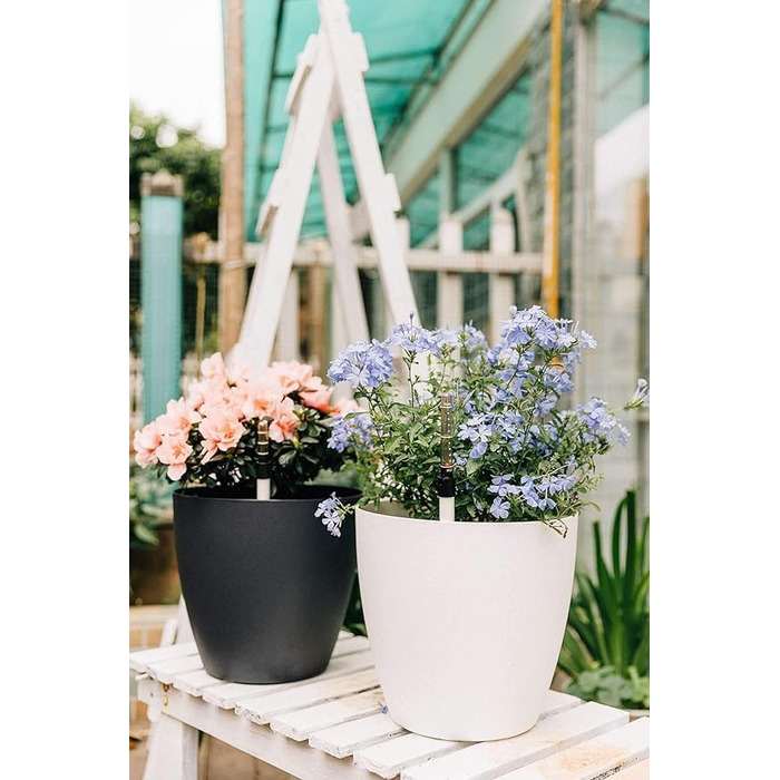 Квітковий горщик 15 см з самополивом та індикатором води, чорний, набір з 4 шт. , Самополивний кашпо/горщик з резервуаром для води для використання в приміщенні та на вулиці, чорний, 15,5*13 см, 4U