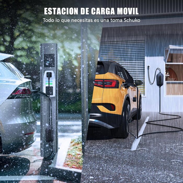 Зарядний кабель EzGoGo Type 2 Schuko 3,68 кВт 1-фазний / 6,1 м / 6-16А, портативна сумка тримач тканина з мікрофібри ремінець для