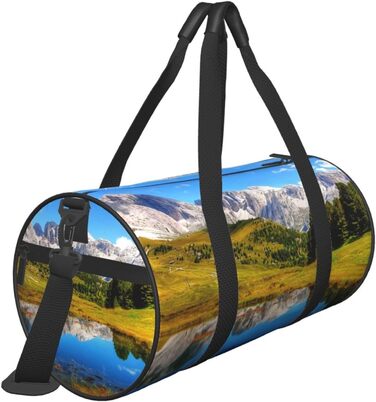 Спортивна сумка, дорожня сумка, стильний малюнок з пейзажем, сумка для подорожей на вихідні, чорна, універсальний розмір